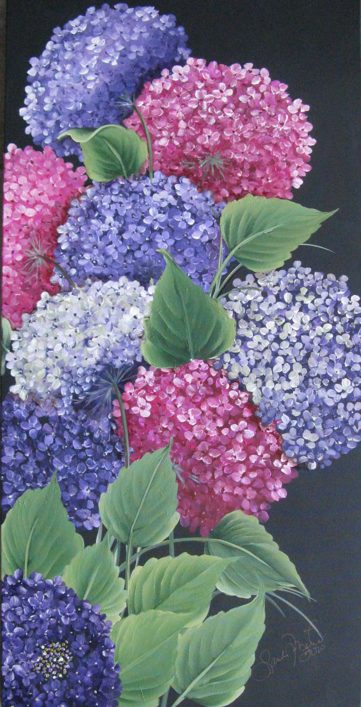 1263x2470 Painting Hydrangeas On 24x48 In Acrylic Sandy Mctier Paintings - Hydrangea Painting