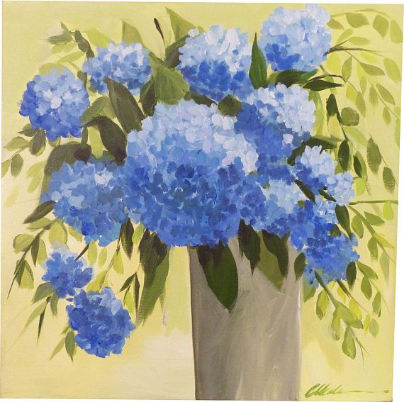 570x567 Blue Hydrangea Painting Acrylic Painting Original Painting - Hydrangea Painting Acrylic