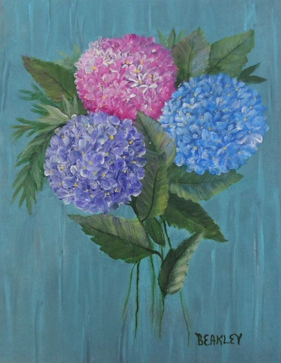 570x736 Hydrangea Painting Acrylic Hyrangeas Canvas By Lisaspaintedcrafts - Hydrangea Painting Acrylic