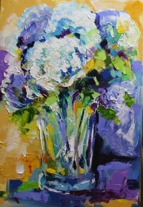 294x425 Hydrangea In Blues' Flower Art Painting By Laurie Justus Pace - Hydrangea Painting Acrylic