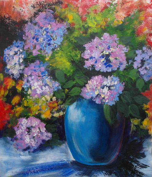500x585 Acrylics - Hydrangea Painting Acrylic