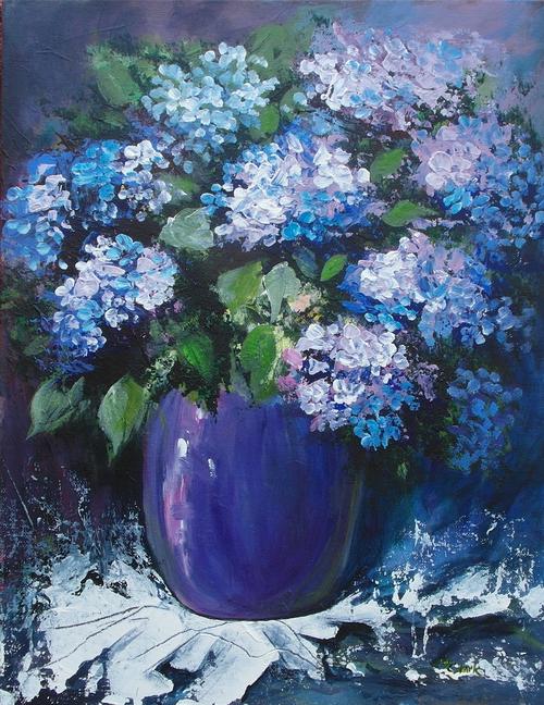 500x648 Acrylics - Hydrangea Painting Acrylic