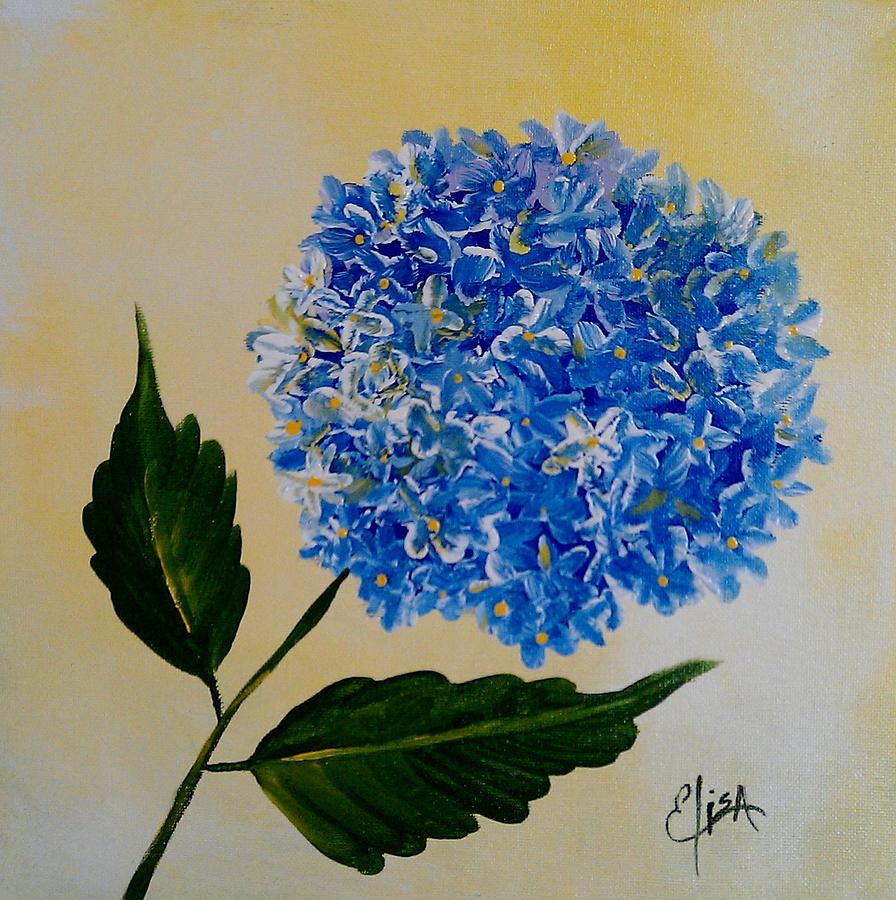 896x900 Blue Hydrangea Painting By Elisa Gabrielli - Hydrangea Painting Acrylic