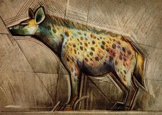 235x167 Hyena Portrait Head Africa Animal Original Art Watercolor Painting - Hyena Painting