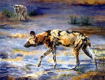 366x279 Painted Dog And Hyena Of Africa - Hyena Painting