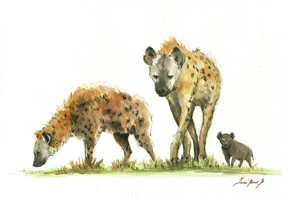 900x630 Hyena Family Painting By Juan Bosco - Hyena Painting
