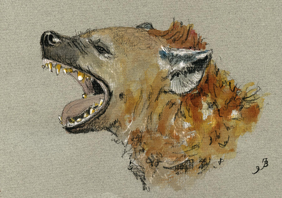 900x632 Hyena Head Painting By Juan Bosco - Hyena Painting