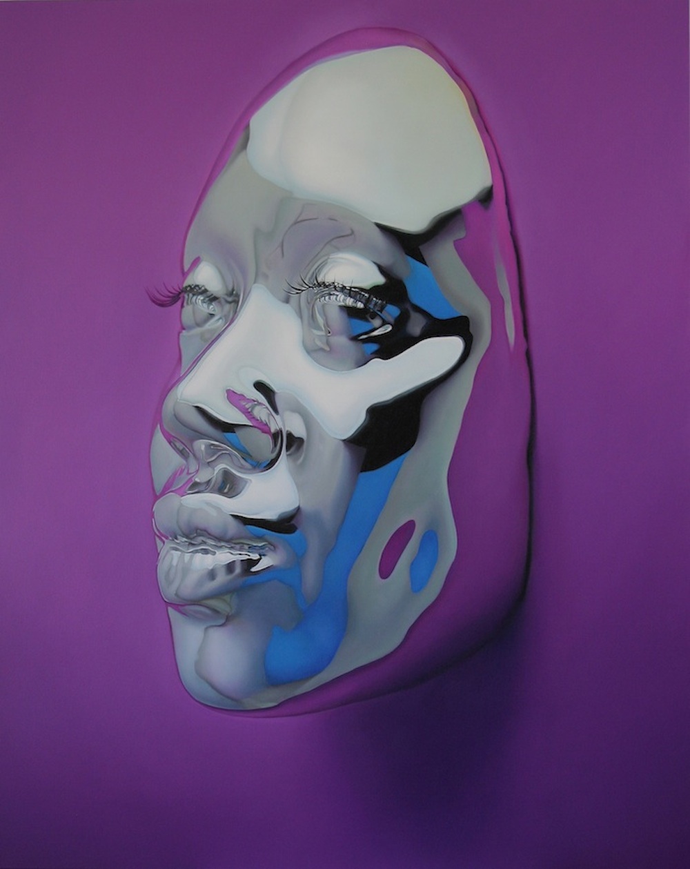1000x1259 Hyperrealistic Oil Paintings Of Vivid Chrome Masks By Kip Omolade - Hyperrealism Oil Painting