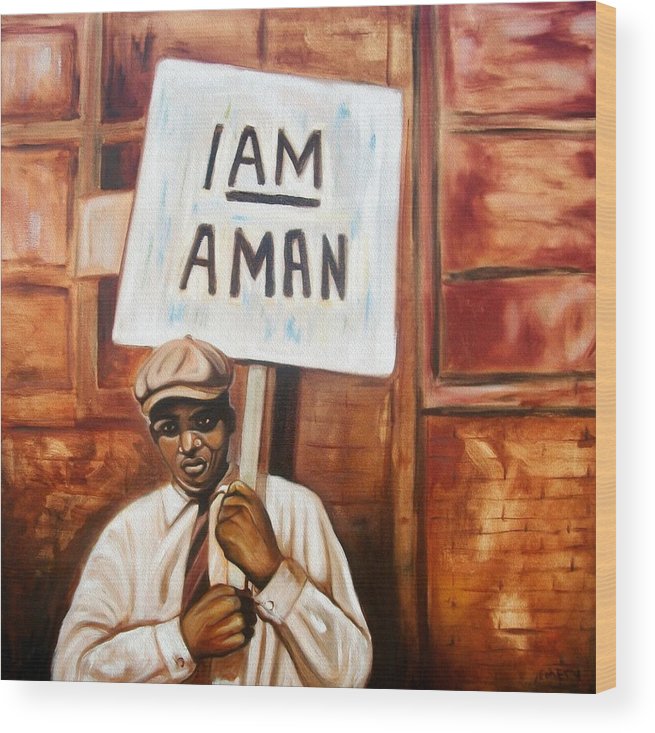 655x733 I Am A Man Wood Print By Emery Franklin - I Am A Man Painting