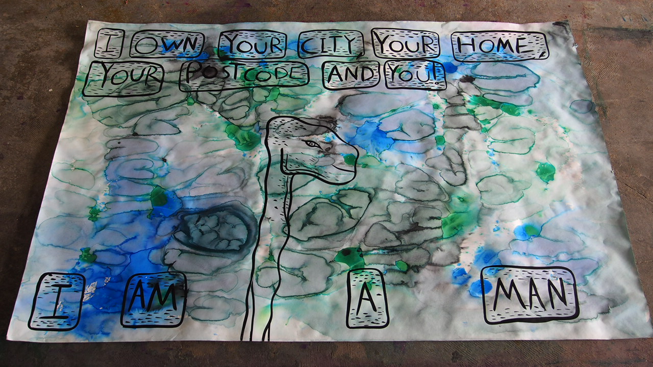 1280x720 I Own Your City, Your Home, Your Postcode And You. I Am A Man - I Am A Man Painting