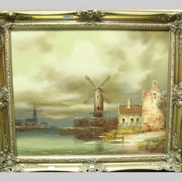 360x360 I. Costello, Windmill Landscape, Oil On Canvas, 49 X 61cm - I Costello Painting