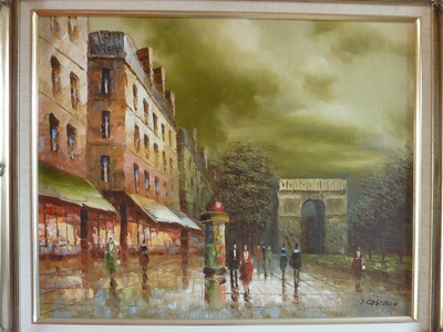 400x300 Stunning Signed Oil Painting Parisian Scene By I. Costello 60cm - I Costello Painting