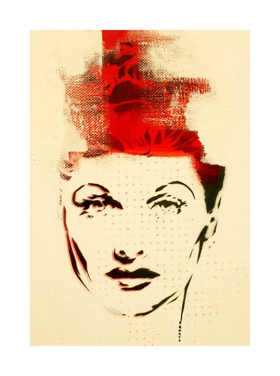 570x765 Love Lucy Lucille Ball Portrait Original Painting 11x14 Graffiti - I Love Lucy Painting