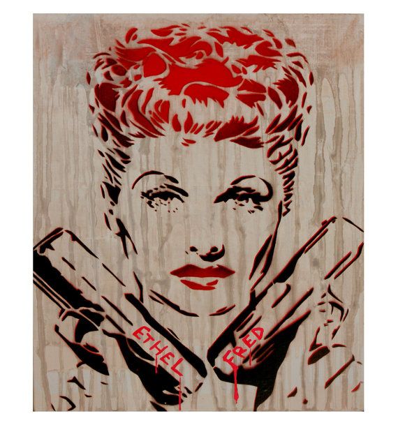 570x609 Lucille Ball Painting I Love Lucy Artwork Graffiti Pop Art - I Love Lucy Painting