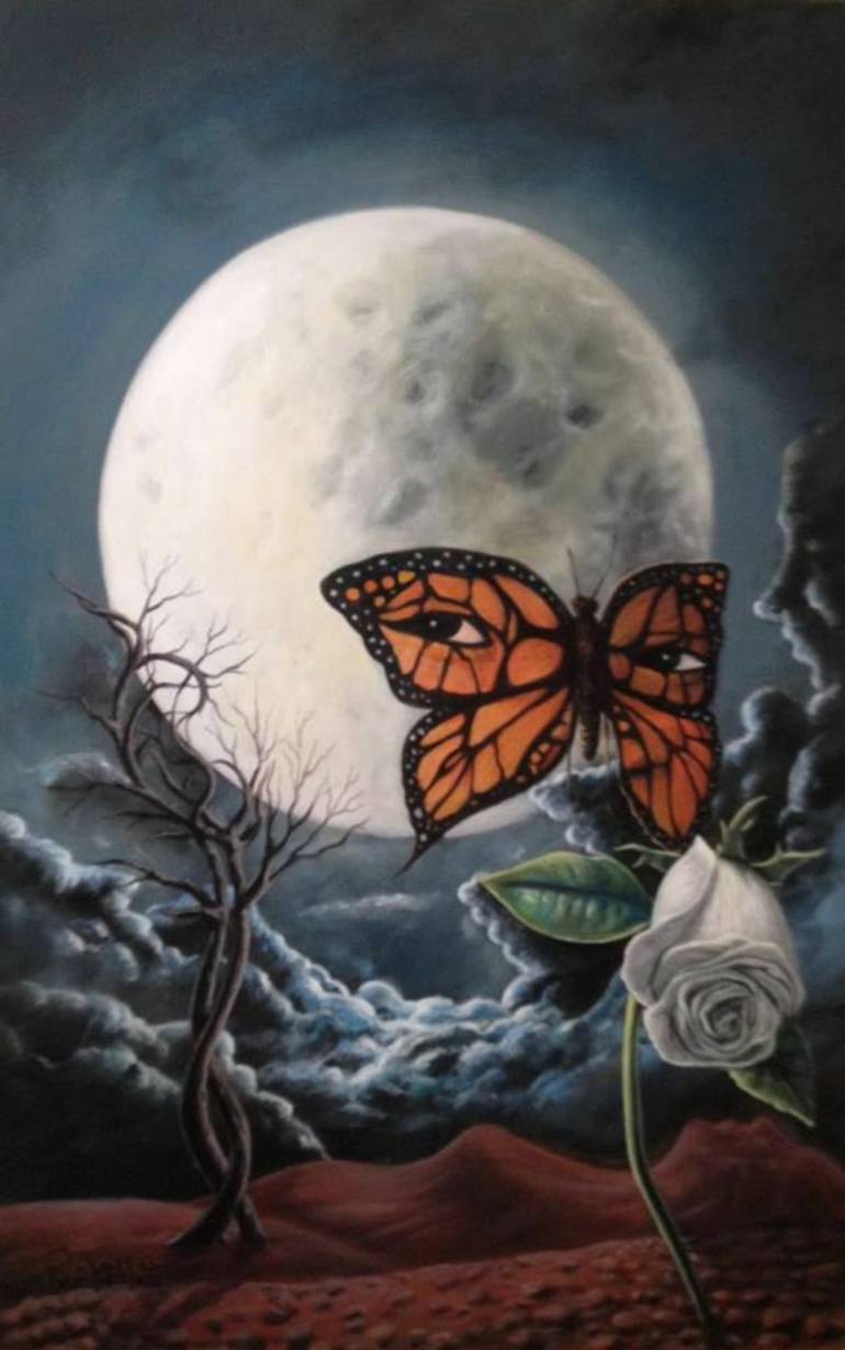 770x1230 Saatchi Art The Butterfly Where The Moon Says I Love You Painting - I Love Painting