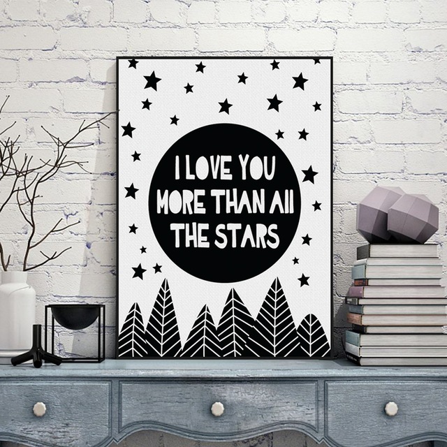 640x640 Nursery Quotes I Love You More Than All Stars Wall Art Poster Sky - I Love You More Painting
