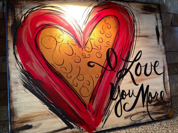 570x428 Red I Love You More Hand Painted Canvas Art Hand - I Love You More Painting