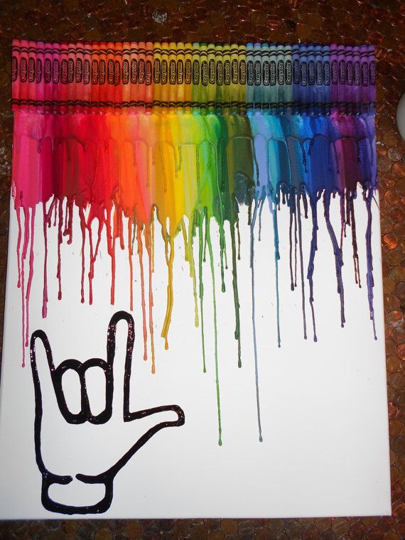 570x760 I Love You Sign Melted Crayon Painting By Onceuponacrayon On Etsy - I Love You Painting