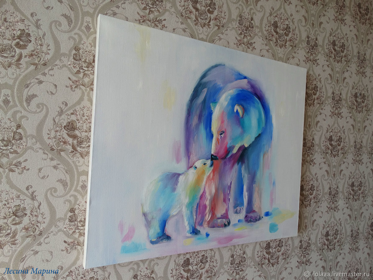 1200x900 Oil Painting I Love You So Much, Polar Bears 5060 Cm Shop - I Love You Painting