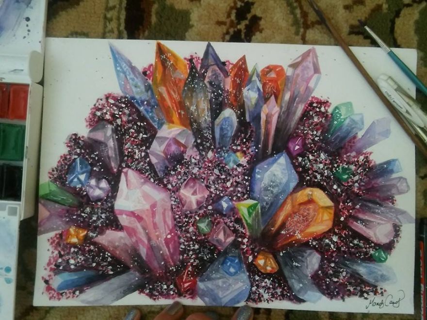880x660 I Paint Colorful Crystals Using Watercolor Bored Panda - I Painting