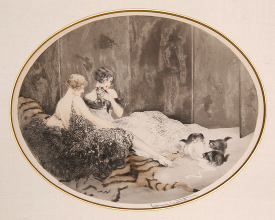 550x439 Louis Icart Color Etching - Icart Painting