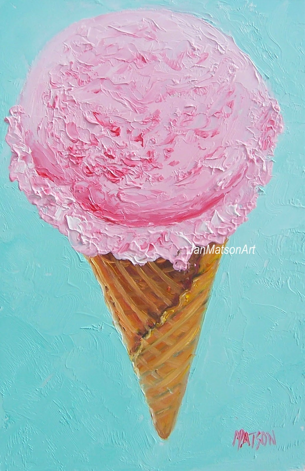 1036x1600 Jan Matson Etsy Art Etsy Art, Strawberry Ice Cream Cone Painting - Ice Cream Cone Painting
