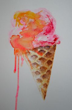 236x360 Jasmin Galaxy Ice Cream Cone In Watercolor Watercolor - Ice Cream Cone Painting