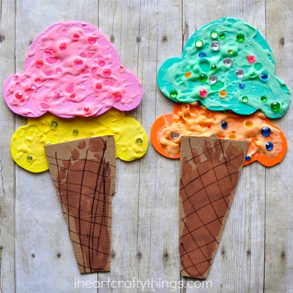 600x600 Puffy Paint And Footprint Ice Cream Cone Craft I Heart Crafty Things - Ice Cream Cone Painting