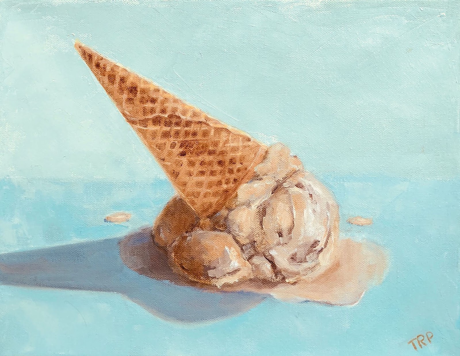 1600x1239 Terry Romero Paul Melted Coffee Ice Cream Cone - Ice Cream Cone Painting