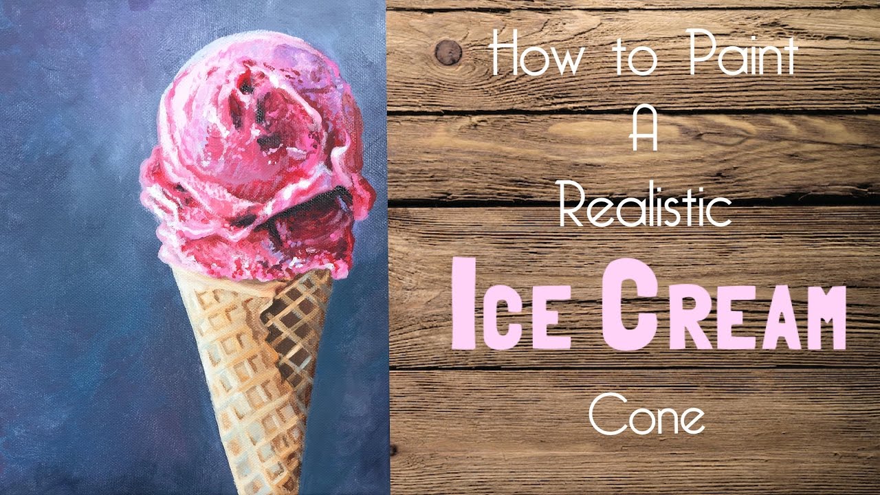 1280x720 Ice Cream Cone Acrylic Painting Tutorial - Ice Cream Cone Painting