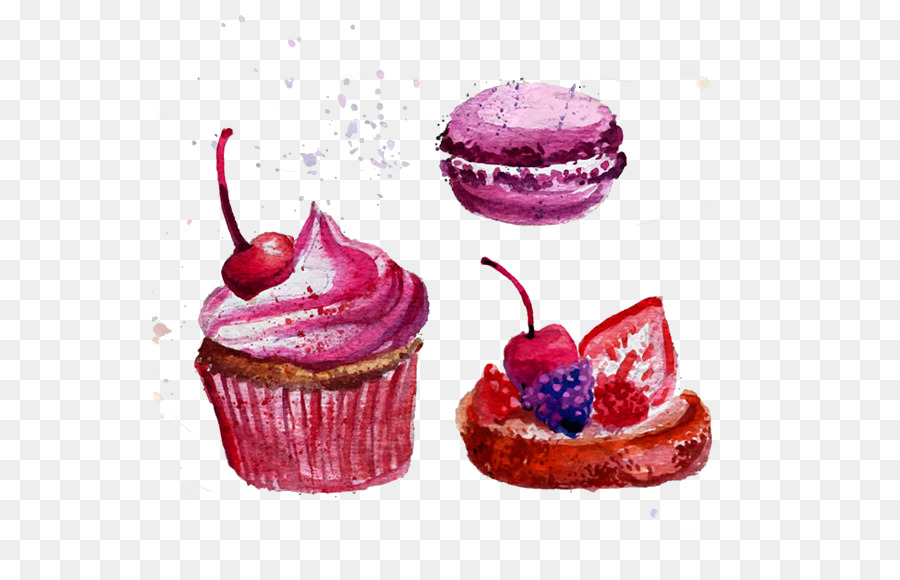 900x580 Macaron Watercolor Painting Download Clip Art - Ice Cream Painting