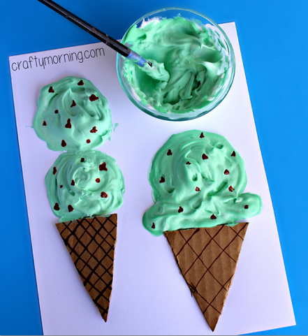 441x481 Puffy Paint Ice Cream Cone Craft For Kids - Ice Cream Painting