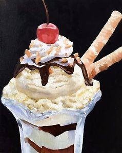 238x300 Ice Cream Sundae Art Print Wall Art From Original Oil Painting By - Ice Cream Sundae Painting