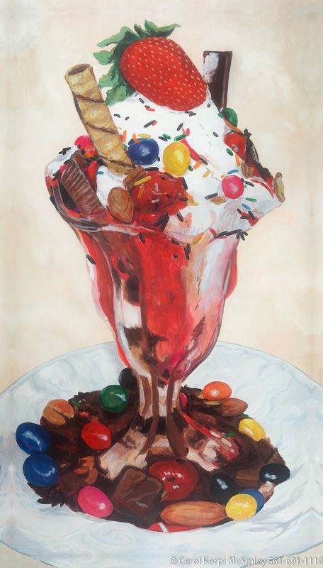 456x800 Ice Cream Sundae By Carol Korpi Mckinley Foodie Foodsartists - Ice Cream Sundae Painting