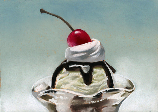 524x370 Ice Cream Sundae Still Life Pastel Painting Ria Hills - Ice Cream Sundae Painting