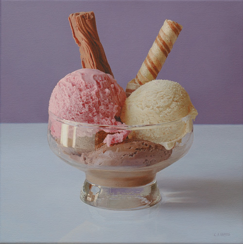 500x502 Charlotte Harris, Paintings And Portraits Still Life Work Ice - Ice Cream Sundae Painting