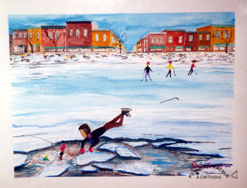 500x382 Paintings By Dave Tackett - Ice Fishing Painting