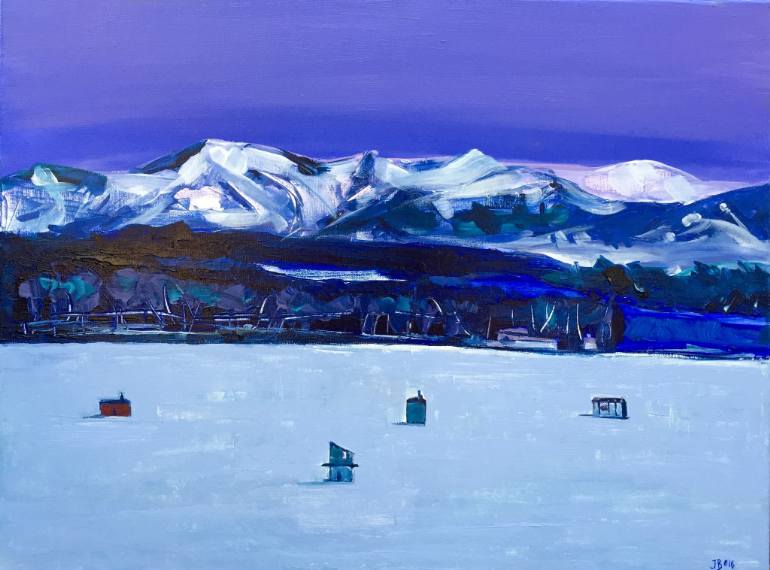 770x570 Saatchi Art Sebago Lake Ice Fishing Painting By Jordan Balkansky - Ice Fishing Painting