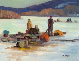 300x233 Walt,s Plein Air Oil Paintings Pasko Fine Art - Ice Fishing Painting