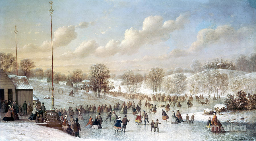 900x495 Ice Skating, 1865 Painting By Granger - Ice Skating Painting