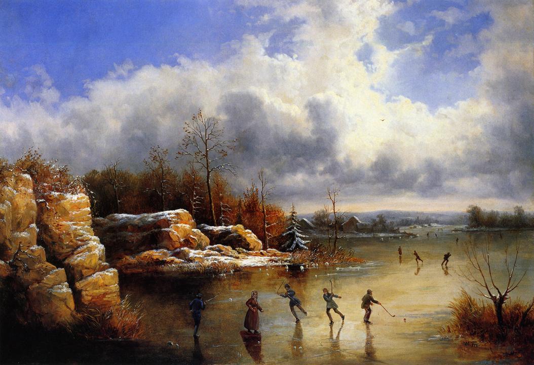 1054x720 Ice Skating Painting William Charles Anthony Frerichs Oil Paintings - Ice Skating Painting