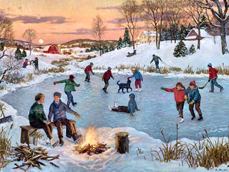 450x338 Olde Skating Pond F5 - Ice Skating Painting
