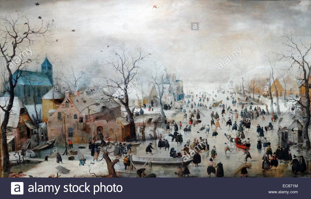 1300x833 Painting Of A Winter Landscape With Ice Skaters. Painted By - Ice Skating Painting