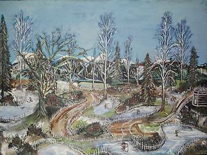 300x224 Winter Wonderland Ice Skating Painting Acrylic On Canvas Landscape - Ice Skating Painting