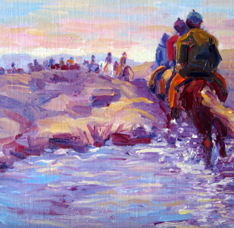 900x879 Icelandic Horse Trail Ride Painting By Terry Chacon - Iceland Painting