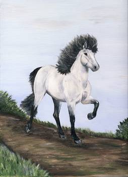 254x350 Folk Art Icelandic Horse By Shari Nees - Icelandic Horse Painting