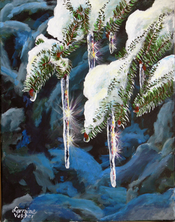 341x432 Step By Step Acrylic Painting Demonstration By Lorraine Vatcher - Icicle Painting
