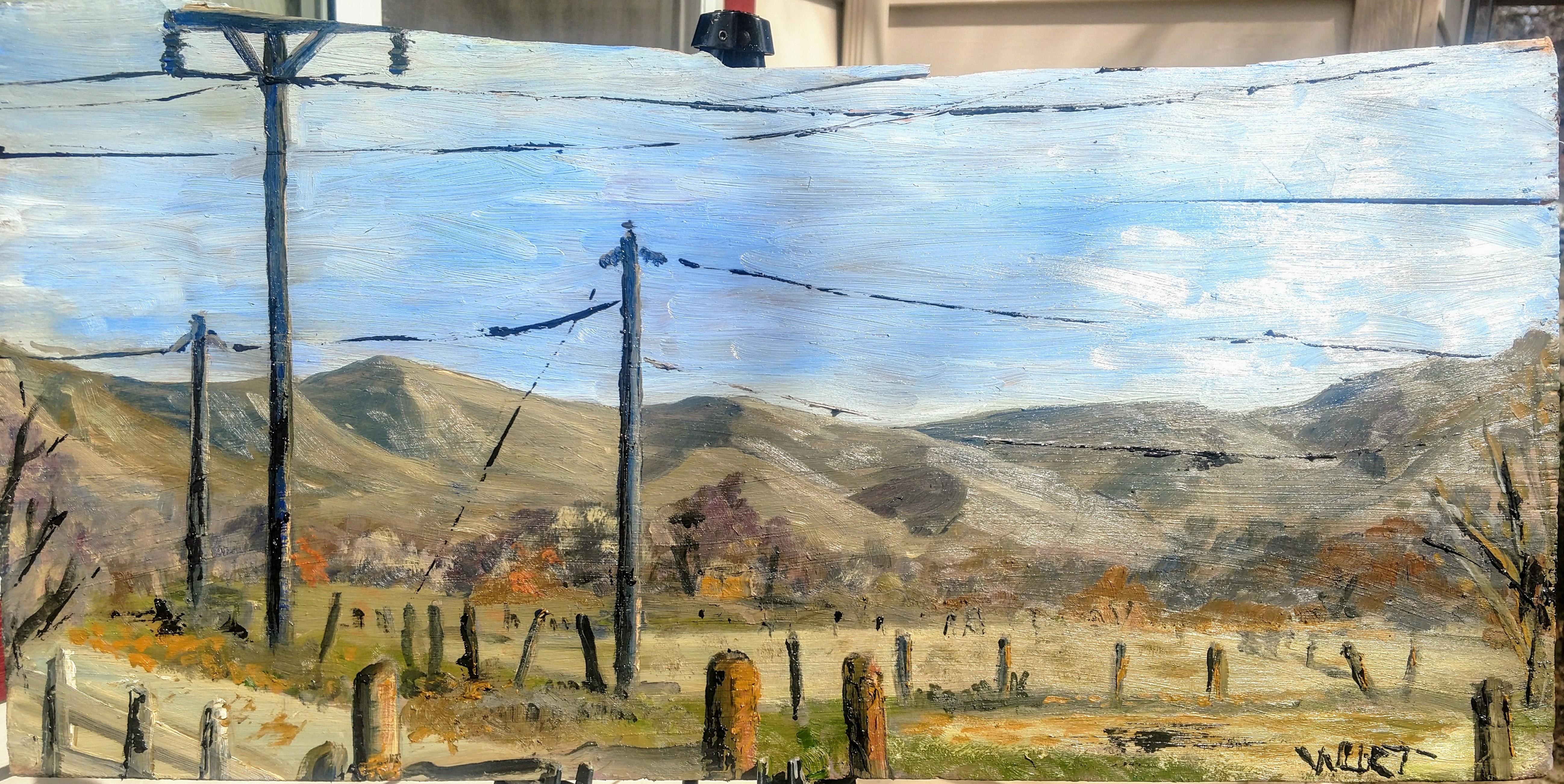 5193x2604 Idaho Foothills And Power Lines. (First Time Painting Outside) Oil - Idaho Painting