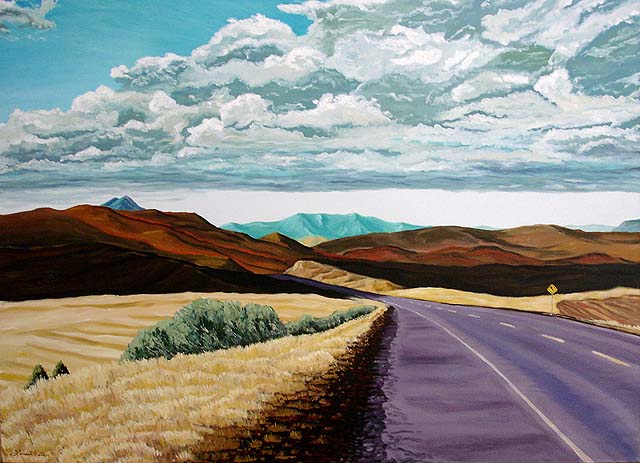640x463 Kenneth Eugene Peters Route 30 Eastern Idaho Painting - Idaho Painting