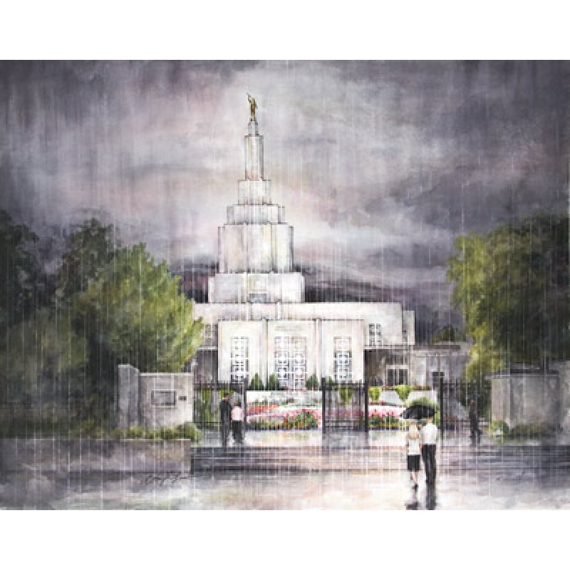 800x800 Idaho Falls Temple Watercolor Painting - Idaho Painting